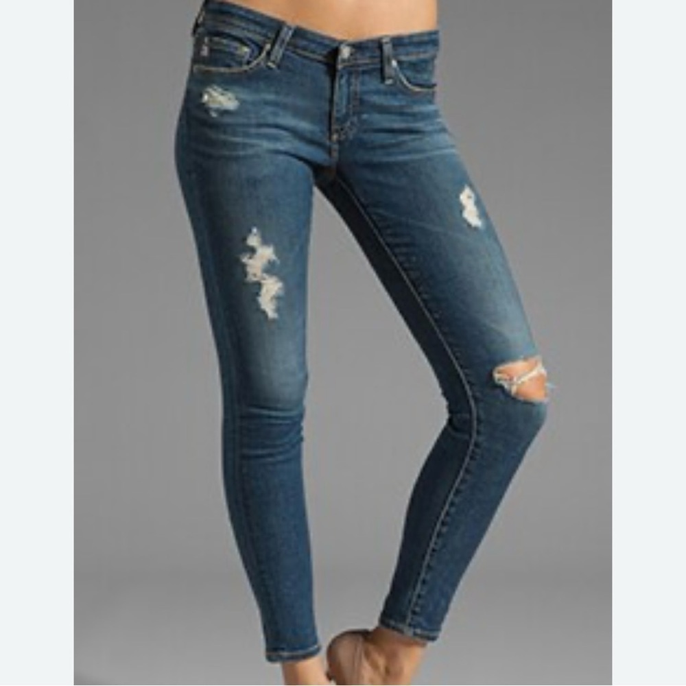 Ag The Super Skinny Legging Ankle Jeans In 7 Years Break Me Down Wash Size 27